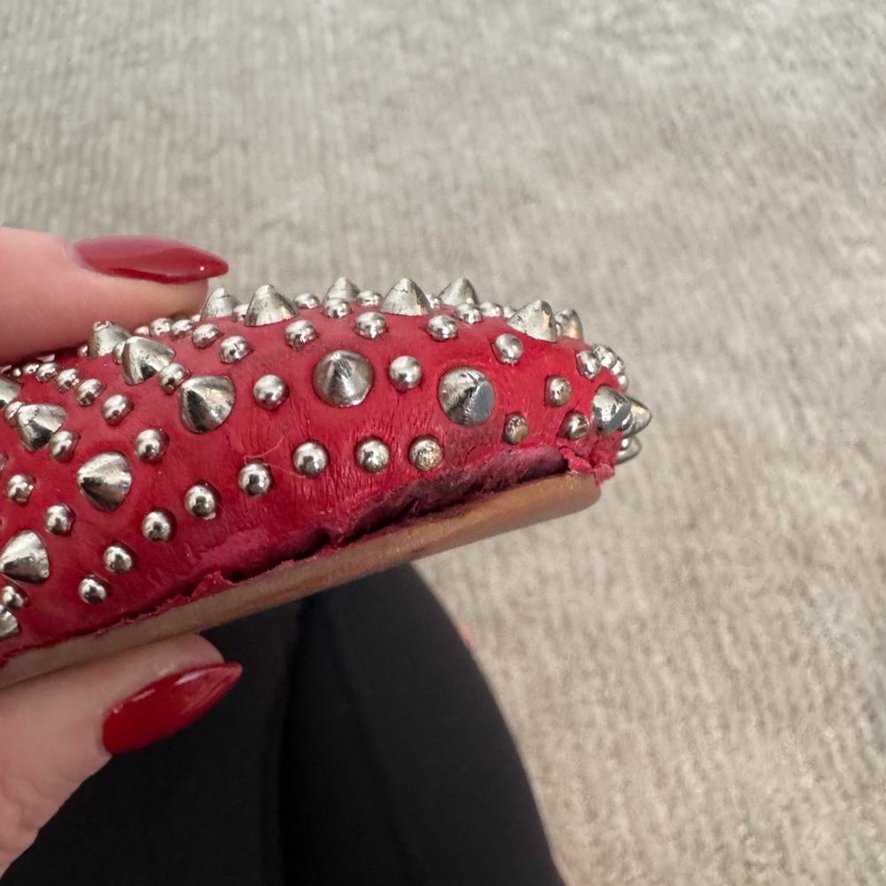 Jeffrey Campbell Red Studded Pointed Flats - Picture 5 of 6